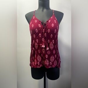 Elegant Burgundy Patterned Camisole
